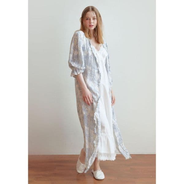 LUNALUZ 朱依紋長版睡袍｜藍灰霧感 Blue Grey Toile 25S